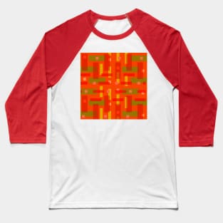 Vivid Red Yellow Green Block City Baseball T-Shirt